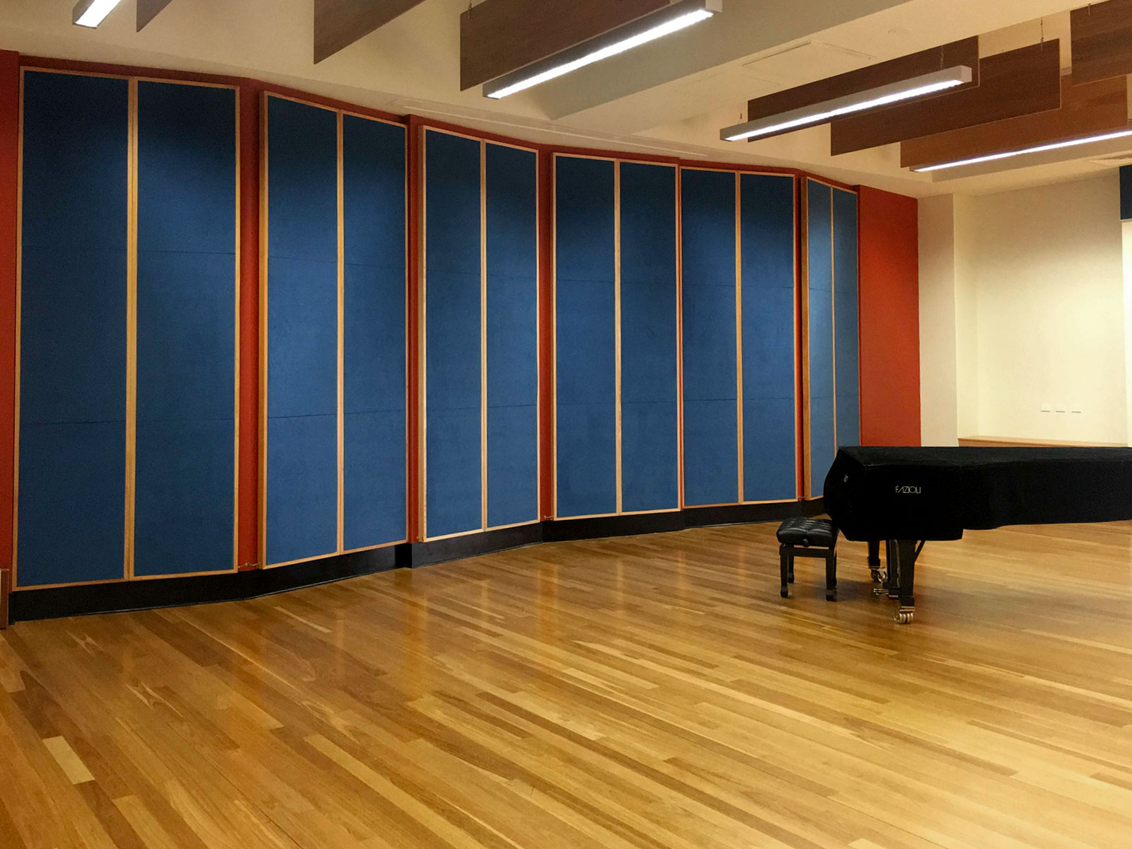 Soundproofed music room with piano