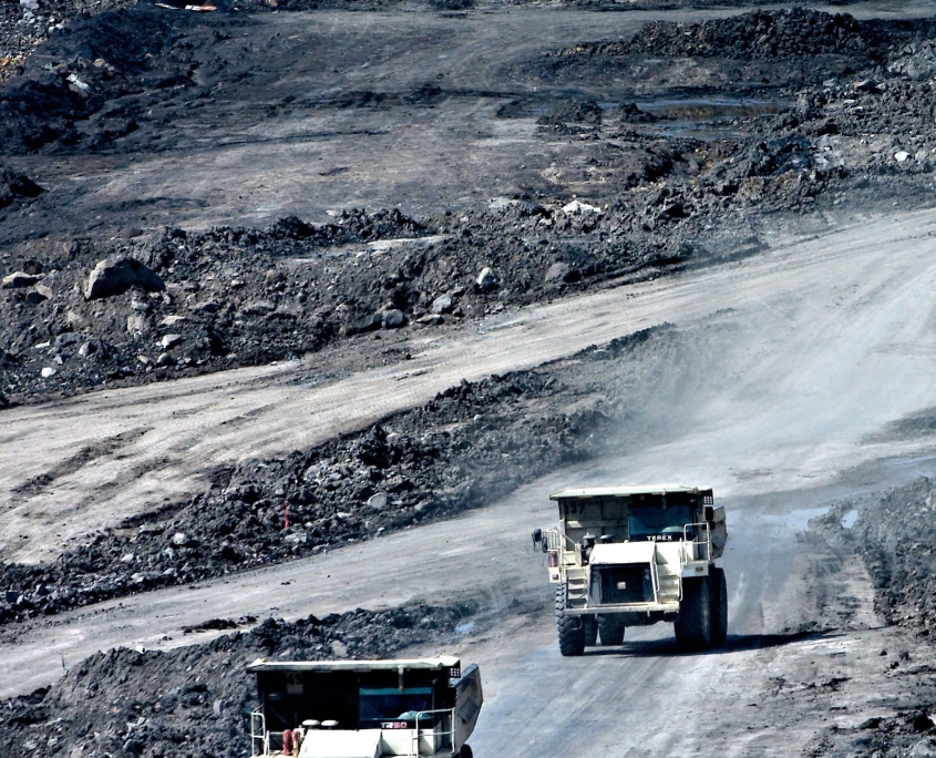 Mining trucks on site